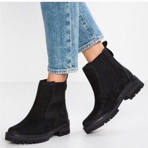 Timberland Courmayeur Valley Chelsea Boots Nubuck Leather Booties Black SizeUS 6